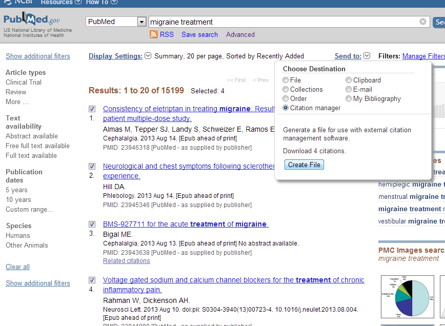 Eks. 5: PubMed Gjør et søk i PubMed. Hak av aktuelle referanser og klikk på Send to.