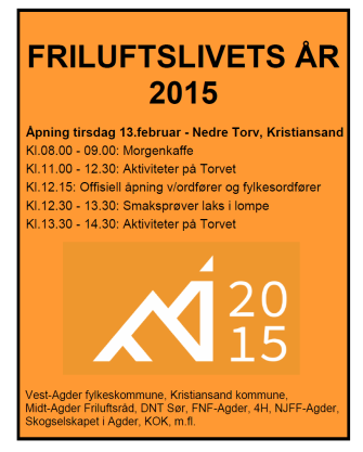 Agder, 4H Vest-Agder, Midt-Agder Friluftsråd, Kristiansand orienteringsklubb, Kristiansand kommune og Vest-Agder fylkeskommune.