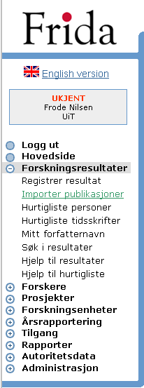 Brukerveiledning for import av publikasjoner ved UiTø I forbindelse med registrering av publikasjoner er det utviklet et hjelpesystem, Importtjeneste og autoritetsregister (ITAR), som bidrar til