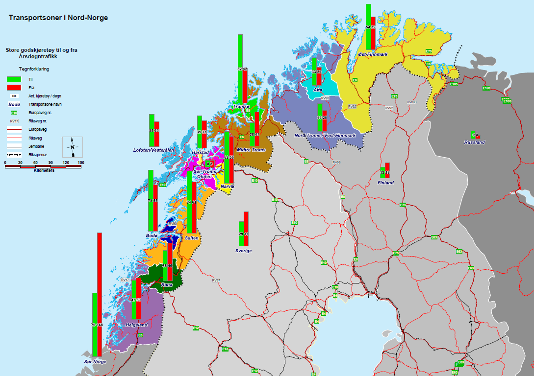 3.3 TRAFIKKMENGDE I NORDLAND Statens vegvesen driver kntinuerlig trafikktelling ved utvalgte tellepunkter i Nrdland. Tiltaket E6 Sørelva Brkam tilhører Rute 7 del 2.