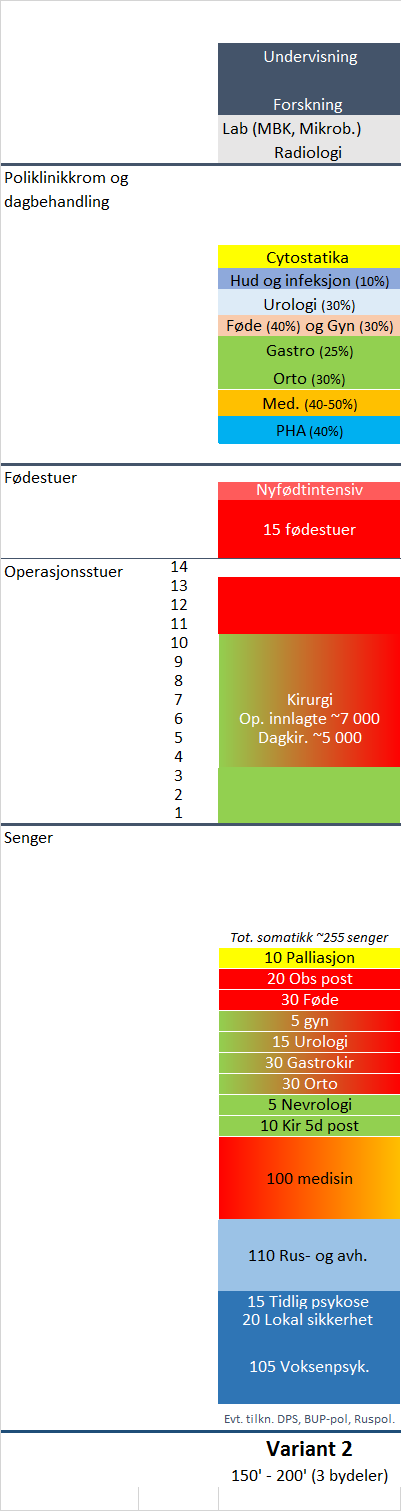 Figur 5 Skissert innhold i lokalsykehusvariant 2.