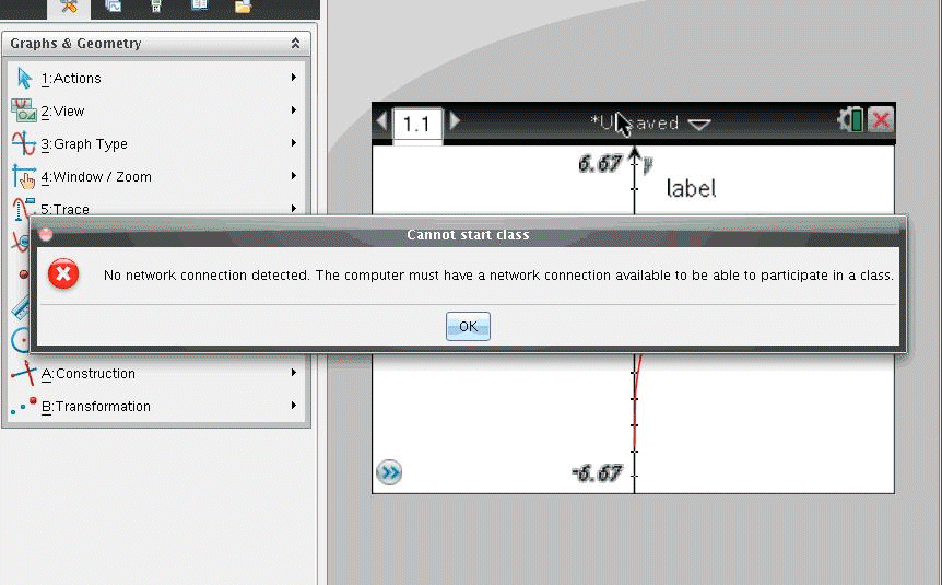 Når lærerdatamaskinen kobles til nettverket, vent noen sekunder før du prøver å starte timen igjen.