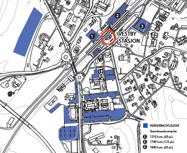 16 Oppdragsbeskrivelse - parallelloppdrag Vestby sentrum Figur 11: Parkeringsarealer i sentrum 3.4 Eierforhold Det er ca. 40 tomteeiere innenfor planområdet.