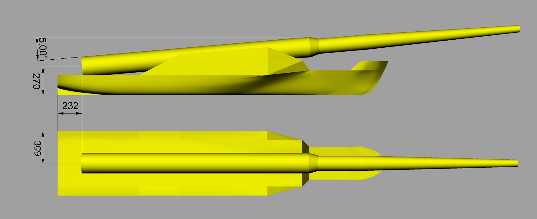 Kapittel 2 Modellforsøk 2.3.3 Plassering av Hywind på Windflip Under sea-keeping forsøket var Hywind plassert på Windflip som vist i Figur 9.