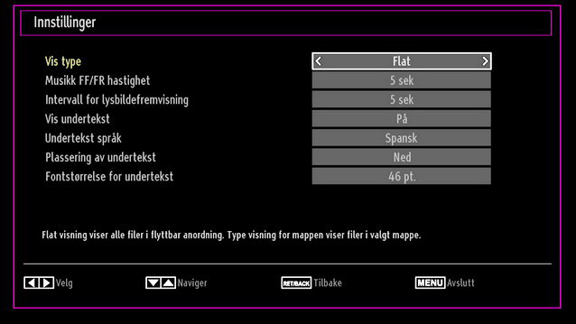 Hvis du vil vise listen over innspillinger, velg Recordings Library ( Opptaksbibliotek ) og trykk på OK-knappen. Opptaksbibliotek vil vises med tilgjengelige opptak.