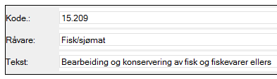 1-5 6-20 21-50 51-250 over 250 Postnummer (eget register, manuelt vedlikehold) Registeret inneholder postnummer, poststed, kommune og fylke Eks: Land (eget register med aktuelle land) Registeret