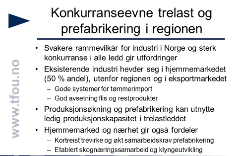 18 vilkår blant annet på grunn av høyt lønnsnivå. Til tross for dette hevder trelast og prefabrikkering i Trøndelag, seg i den internasjonale konkurransen.