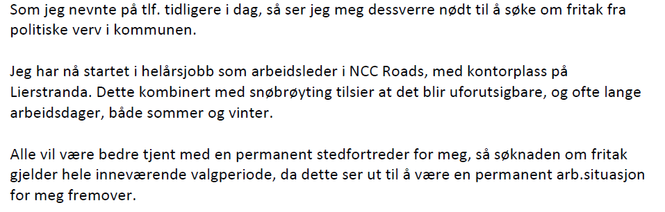 Sak 7/14 SØKNAD OM FRITAK FRA POLITISKE VERV ROY HEIA Saksbehandler: Helge Skjeggerud Arkiv: 033 &16 Arkivsaksnr.: 14/113 6/14 KOMMUNESTYRET 20.02.