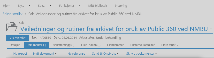 11. Nytt brev/dokument ut I web søker man opp saken man skal produsere i, eller man står i saken fra før. «Sak» står det over det store tittelfeltet. OBS!