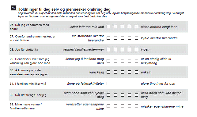 Svarene på «Holdninger til deg selv og mennesker omkring deg»