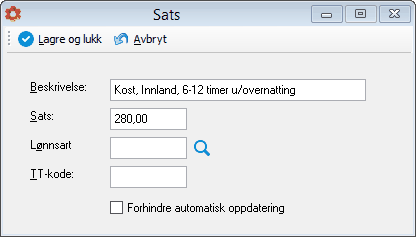 140 Det er mulig å låse en sats slik at den ikke oppdateres ved å sette hake for "Forhindre automatisk