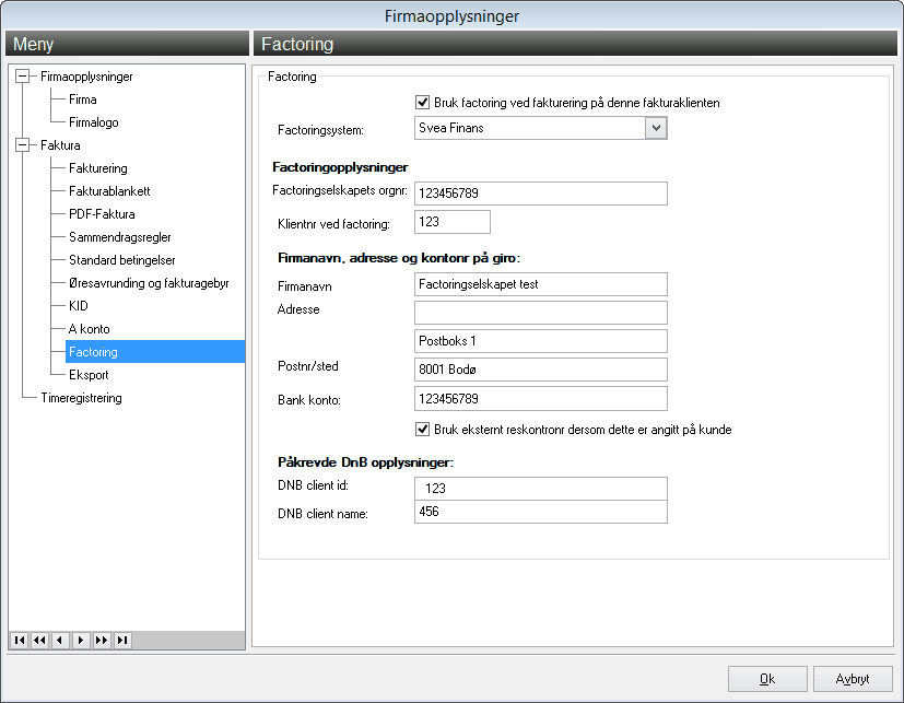 240 PowerOffice har også lagt opp til at enkelte kunder kan faktureres uten at det sendes over til factoring.