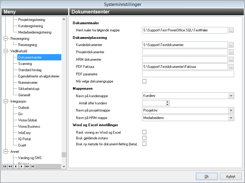 PowerOffice CRM 253 I tillegg må du gjøre innstillinger for import/eksport av e-post under Verktøy > Systeminnstillinger >