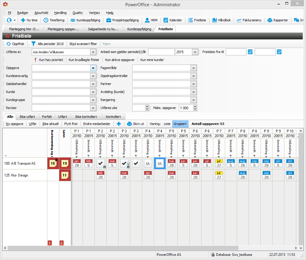 PowerOffice Quality 297 Du kan utføre oppgaver herfra ved å dobbelklikke på en oppgave eller trykke Utfør hvis du ikke skal legge ved dokumentasjon.