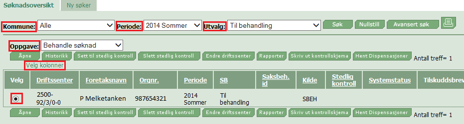 Søknadsoversikt I søknadsoversikten har du to valgmuligheter: og. "Ny søker" er beskrevet seinere i brukerhjelpa.