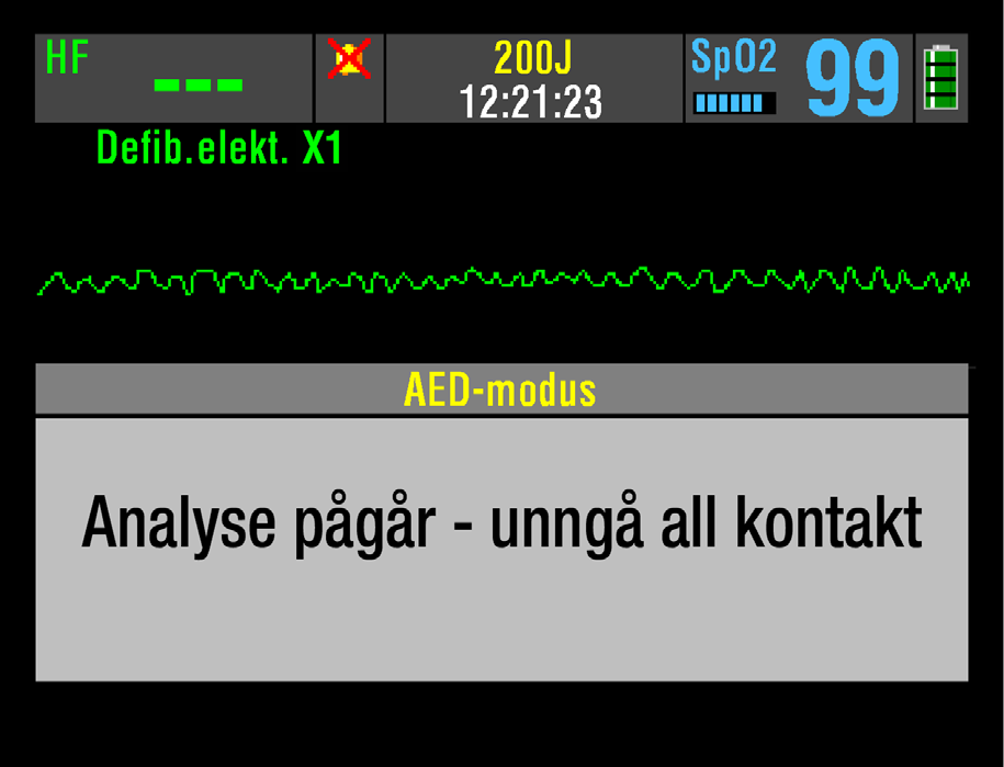 Behandling AUTOMATISK UTVENDIG DEFIBRILLERING Følgende avsnitt beskriver: AED-advarsler AED-oppsett AED-prosedyre Spesielle oppsettalternativer for defibrillatoren Feilsøkingstips for AED-modus