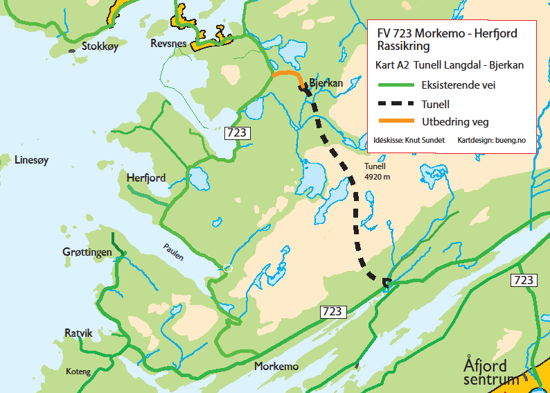 6 Alt 2: Tunell Morkemo - Bjerkan + ny veg til FV 723 4920 m tunell Morka - Bjerkan a kr 130