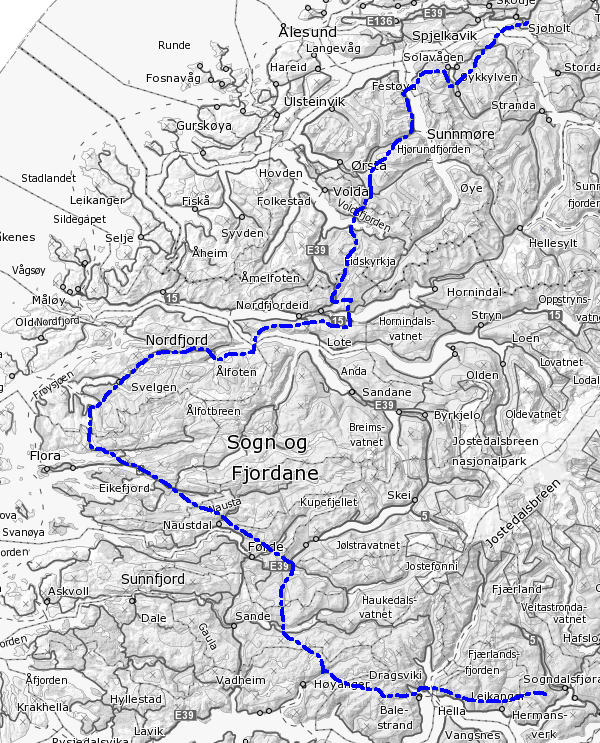 4.3 420kV Ørskog - Sogndal Regional kraftsystemutgreiing for Sogn og Fjordane 2016 - Hovudrapport Store delar av den nye 420kV kraftleidningen mellom Ørskog og Sogndal er ferdig.