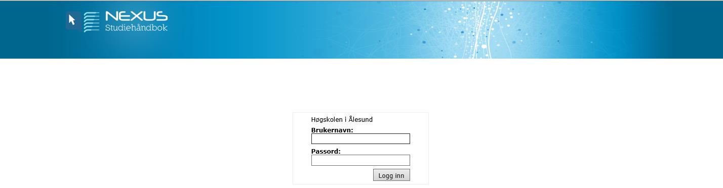1.1 Pålogging i studiehåndboken Start webleseren din Lenken: https://www.hials.