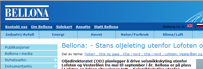 oljeutvinning i sin varslede oljemelding.