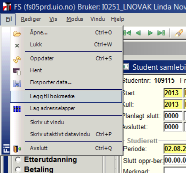 Hurtigtaster i FS Valg Tastkombinasjon Funksjon Åpne Ctrl+O Gå direkte til en rutine eller rapport (eller bilde). Må kunne rapportnummer, f eks 301.