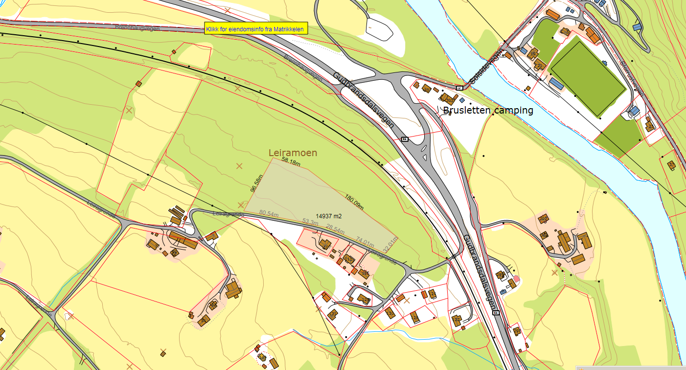 Områdebetegnelse: BB3 - Boligområde Dovreskogen (Leiramoen) Gnr/bnr: 75/121 Kartkoordinater: Nord: 6864927.60 Øst: 518458.