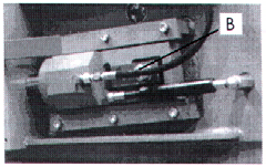 4.3 Drift av maskinen Klargjøring Anvisning : Advarsel : Dersom sagbladbåndet løper av svinghjulene, kan en justere stramme svinghjulet med justeringsskruen B.