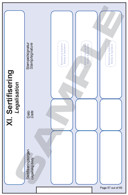 Side 57-58: Sertifisering / Legalisation Her kan attestasjon fra offentlig