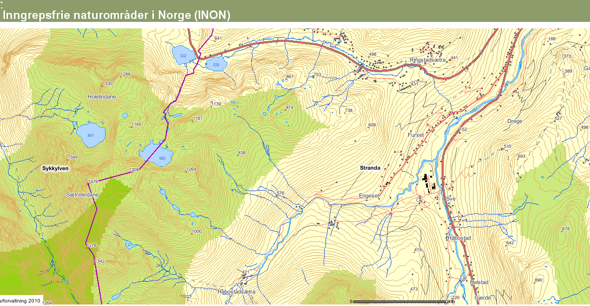 6 VEDLEGG Kart 1. Inngrepsfrie naturområder i Norge etter http://www.dirnat.no/inon.