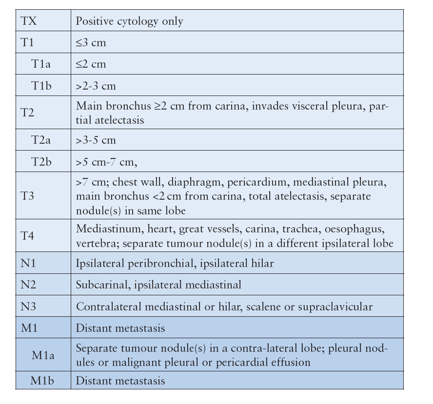 17.2 Stadium og TNM-system, mesotheliom 17.2.1 TNM klassifisering, UICC 7.