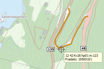 Sndvik (26) Vegen er 262 m og del v tidlegre bygdeveg. Vegen kn verte nytt som snrveg mellom fv 48 og fv 135 til Utskot.