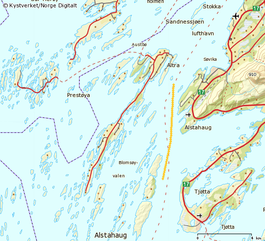 73 Alstahaugfjorden - Tjøtta Tiltaksnavn: Alstahaugfjorden - Tjøtta Prioritet: 2 Tiltakstype: Nyinvestering Saksnr.i KystSak: Status: Under registrering Totalkostnad: 30 mill. kr.