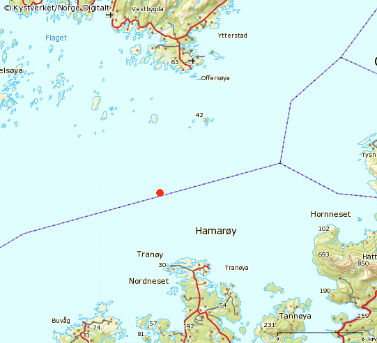 86 Hamarøygrunnen Tiltaksnavn: Hamarøygrunnen, Vestfjorden/Ofotfjorden Prioritet: 2 Tiltakstype: Nyinvestering Saksnr.i KystSak: Status: Under registrering Totalkostnad: 20 mill. kr.