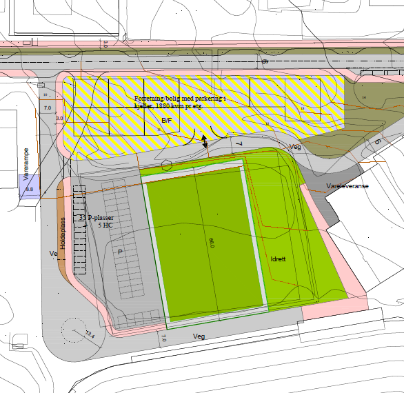 Alternativ 2 Alternativet går ut på at en anlegger en aktivitetspark, med en mindre fotballbane (9-er bane, 40x60)