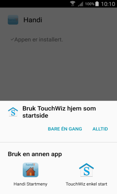 Trykk på filen Handi.apk. Skjermbildene kan se litt forskjellige ut avhengig av hvordan Handi Note 4 er blitt brukt. Plasser fingeren på skjermen og dra opp/ned for å se hele listen. 34.