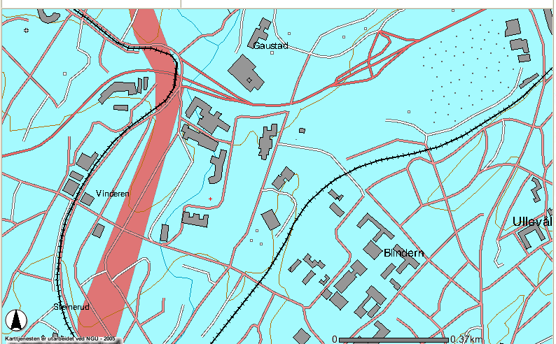 Berggunnskart Ciens Berggrunnsgeologisk kart fra NGU. Kun store ganger er tatt med av NGUs geologer i dette kartet, men det er lagt inn noen utvalgte registrerte ganger av F.