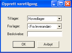 5.29. Varetilgang inkludert flytting mellom lagersteder Det er rutinen varetilgang som er bygget helt om slik at den også håndterer flytting mellom lagersteder.