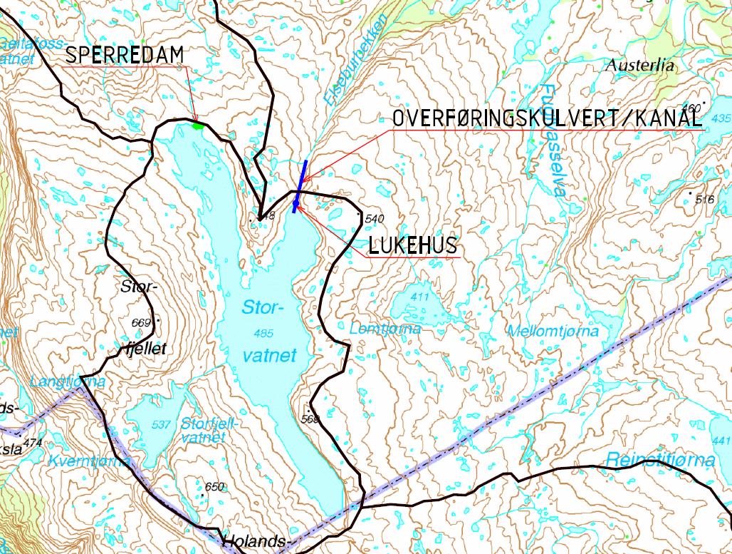 4.1.5 Magasiner, reguleringer og overføringer Ved full utbygging av hovedalternativet (alternativ A) reguleres Mellavatnet mens Storvatnet reguleres og overføres.