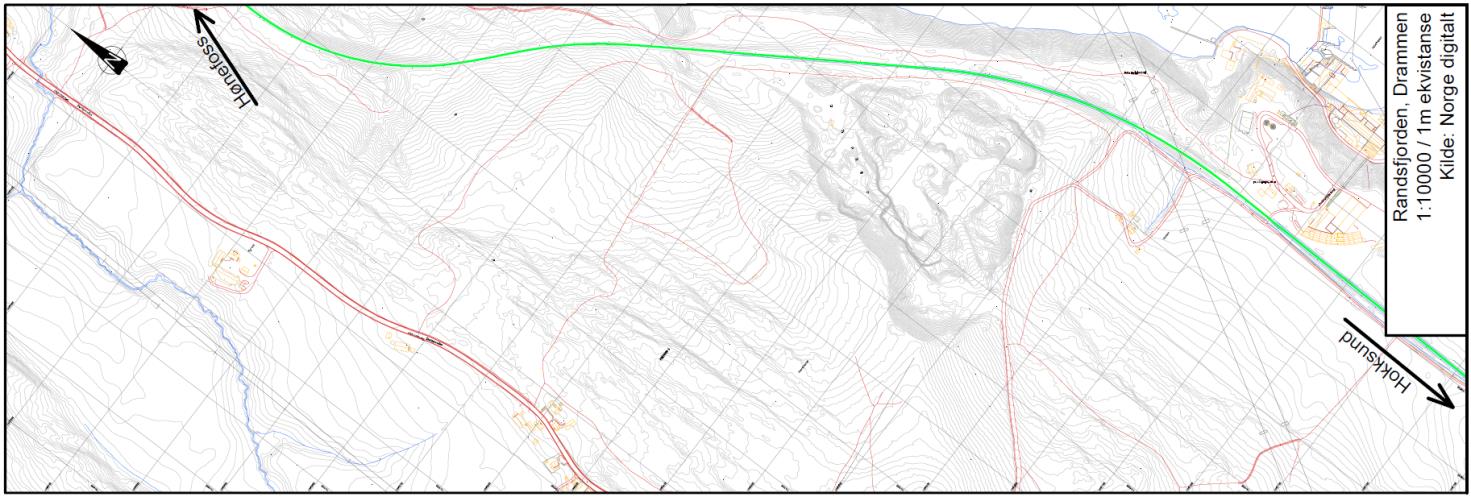 3.11 Alternativ 11 Randsfjorden Randsfjorden ligger ca 20,3 km fra Drammen, nord for Hokksund og mellom Randsfjordbanen og Fv62.