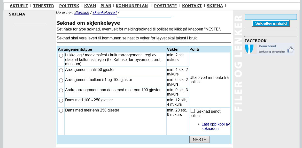 Søknadsskjema