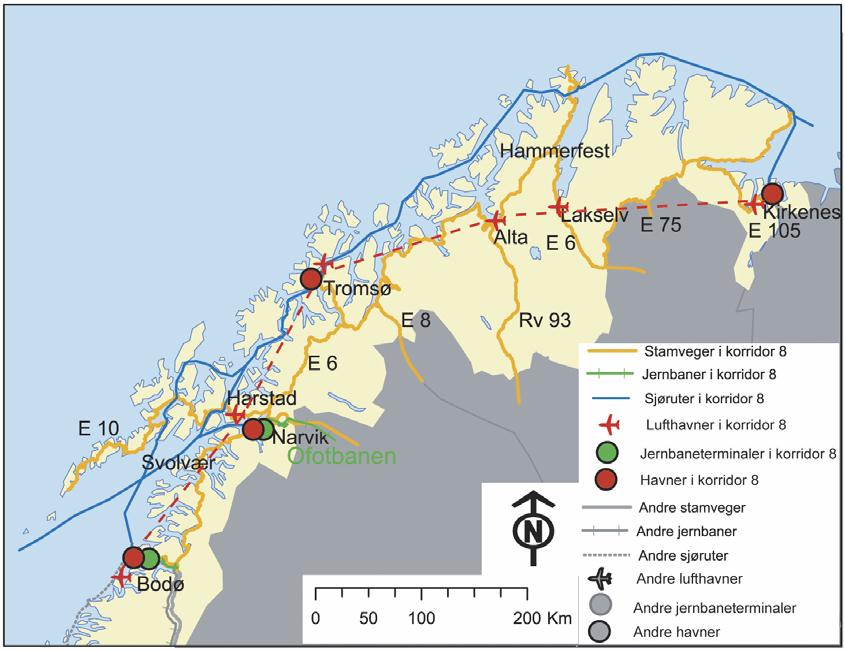 3 DAGENS SITUASJON I dette kapitelet beskrives infrastrukturen for jernbanen i Nord-Norge i dag, status og viktigste godsstrømmer. 3.