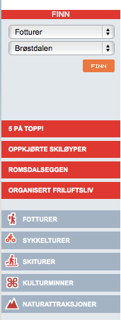 7.1.5. Vandre generator På romsdal.com er det i dag en velutviklet søkefunksjon for ulike aktiviteter. Vi foreslår at deler av denne videreutvikles til en mer rendyrket vandregenerator.