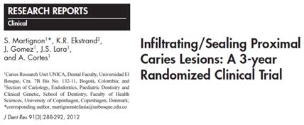 Treatment of proximal superficial caries lesions on primary molar teeth with resin infiltration and fluoride varnish versus fluoride varnish only: efficacy after 1 year. A. Infiltration: ICON B.