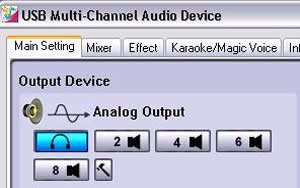 Widows XP-hadliger 1. Velg hodetelefoikoet uder Aalog Output (Aalogt utsigal). (Eksempelbilde) Velg hodetelefo 2. I paelet klikker du 7.