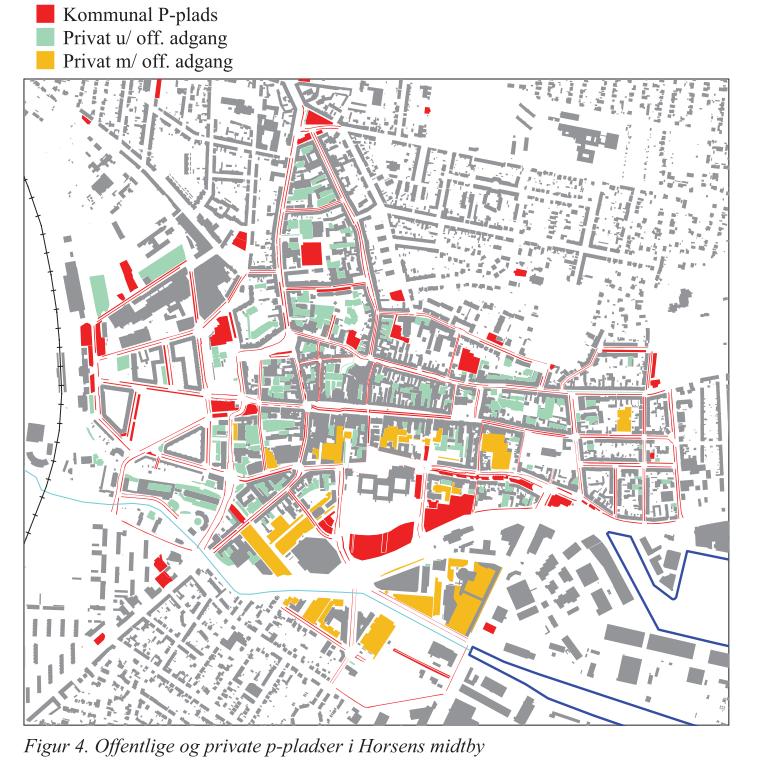 Figur 2. Lokaliseringen av parkeringsplasser i Horsens sentrum Figur 3.