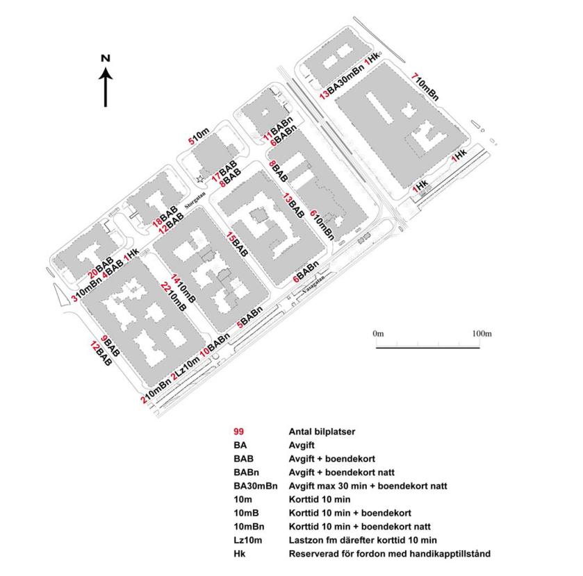 Figur 15. Oversikt over antall plasser i ulike kategorier i område 115 01 (Kring Avenyen).