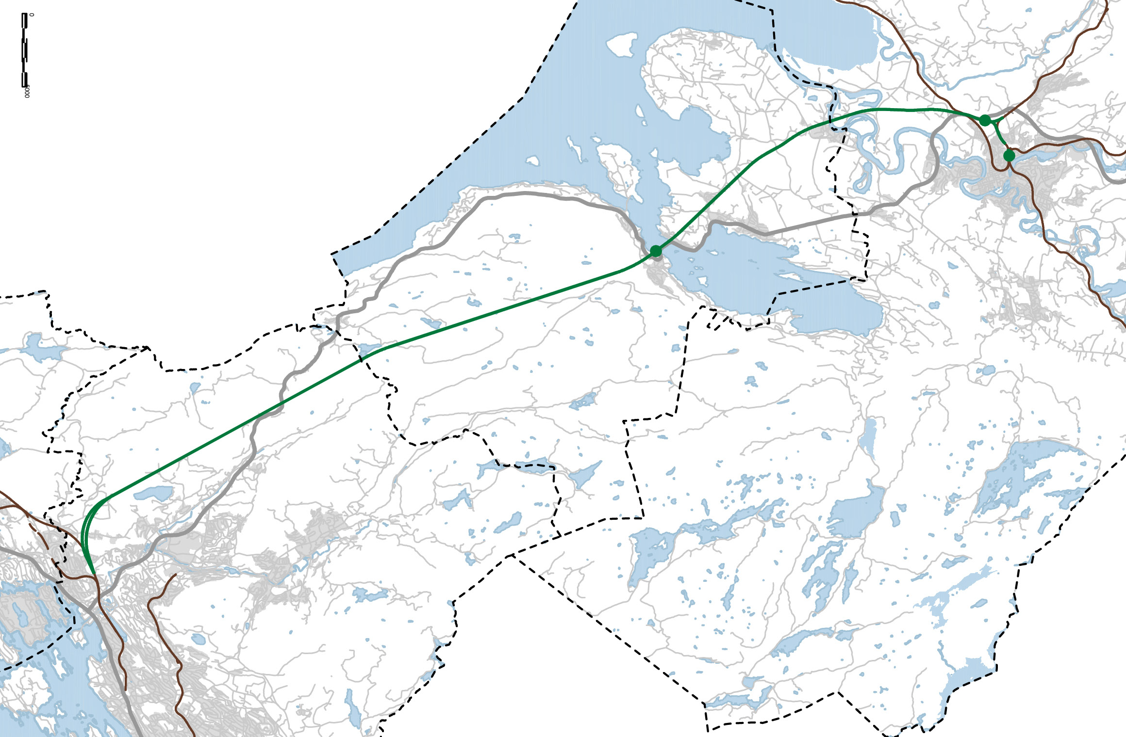 2.4 Ringeriksbanen HØNEFOSS TOLPINRUD E16 SUNDVOLLEN Ringeriksbanen er en ny jernbaneforbindelse mellom dagens stasjoner i Hønefoss og Sandvika.