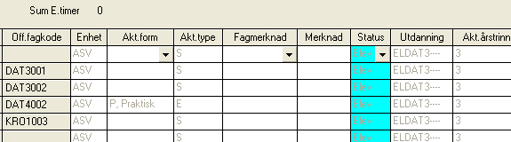 Variabel Feltnavn Definisjon Gyldige koder Eksamensform Akt.form Den eksamen som gis lokal og sentralt. Koden er gitt av Utdanningsdirektoratet gjennom Grep.