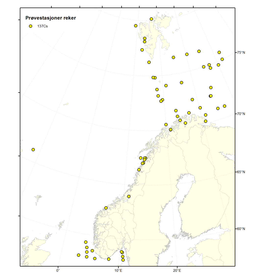 STRÅLEVERNRAPPORT 2015:17 samlet inn av Havforskningsinstituttet ved hjelp av tråling eller kjøpt ved lokale fiskemottak.