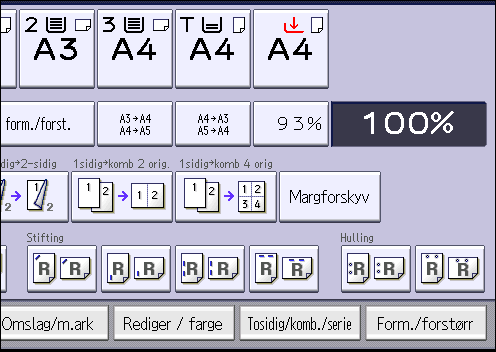 3. Kopi CKN074 Det er seks typer av tosidig kombinering. Ensidig, fire originaler Kombiner 2side Kopierer fire ensidige originaler til et ark med to sider per side.